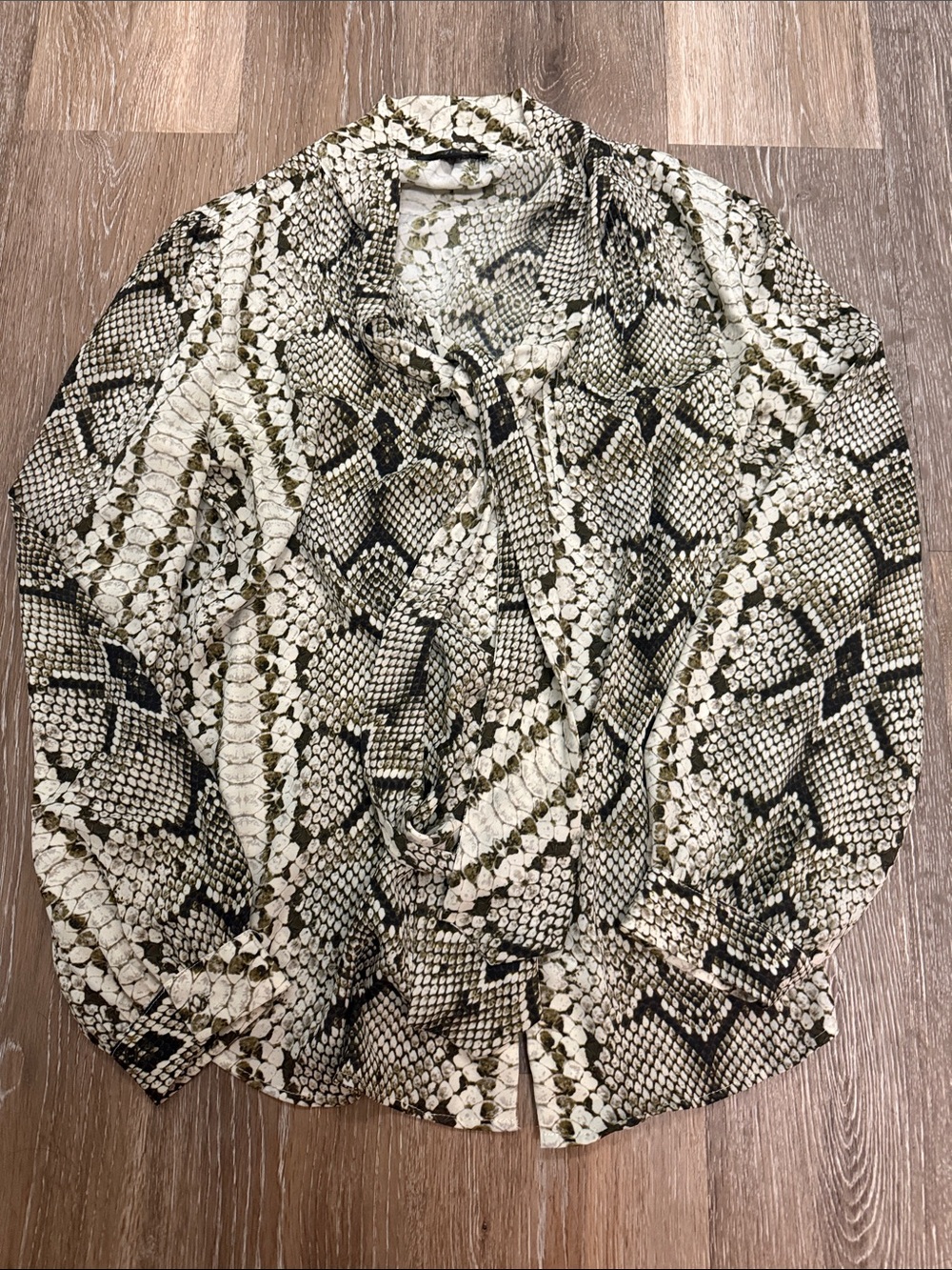 J. Crew Lizard Print Tie Neck Blouse